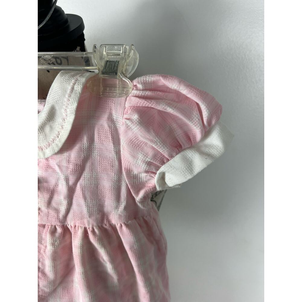 Vintage 24M light pink and white plaid collard dress with cat detail - Picture 7 of 10